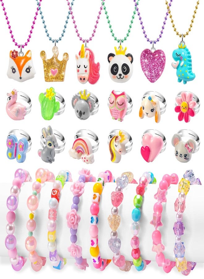 BeAndge Toddler Girls Jewelry for 3 Year Old, Kids Play Jewelry Set for Little Girl Age 4-6, Children Dress Up Necklaces Childs Rings Bracelets for Toddlers Princess Ages 3+ 3-5 4 5 6 7 Years - Image 1